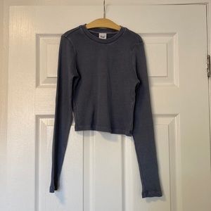 Aritzia TNA ribbed blue long sleeve. Size XS